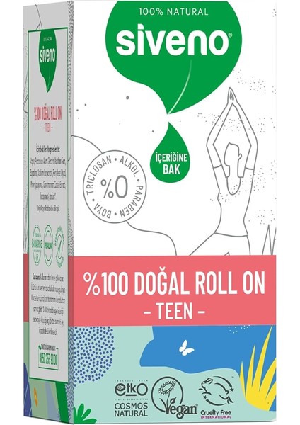 Doğal Roll-On Teen Girl Genç Kız Deodorant Ter Kokusu Önleyici Bitkisel Lekesiz Vegan 50 ml