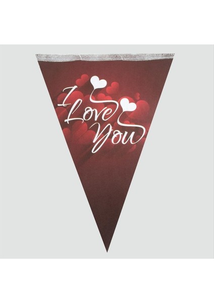 You Temalı Kırmızı Beyaz Üçgen Flama Bayrak, Romantik Parti Dekorasyonu, Sevgililer Günü Süslemesi