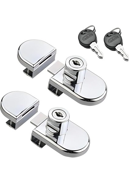 2 Parça Cam Dolap Kilidi Şarap Dolabı Kilidi, Delme Yok, Cam Kalınlığı Için 5-8 mm / 0,2 Inç - 0,31 Inç Vitrin Alışveriş Merkezi Vitrini Cam Şarap Dolabı Takı Kapı