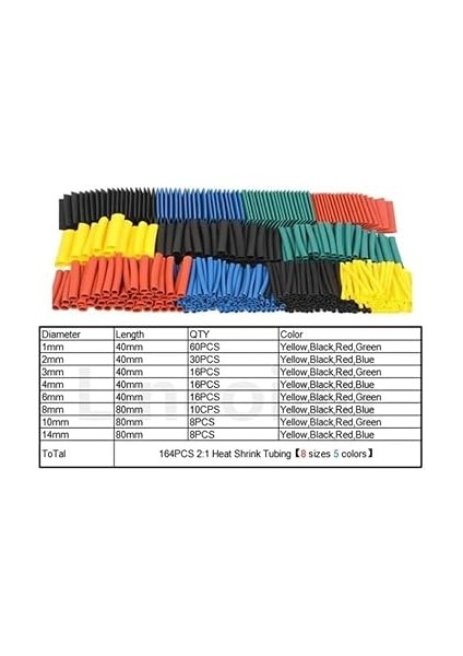 164 Parça Isıyla Daralan Makaron Seti – Renkli ve Farklı Çaplarda Isıyla Büzüşen Kablo Koruma Kılıfı, Elektrik Yalıtım Makaron Kiti, Su Geçirmez, Alev Geciktirici, Kablo Onarım ve Izolasyon indirimleri