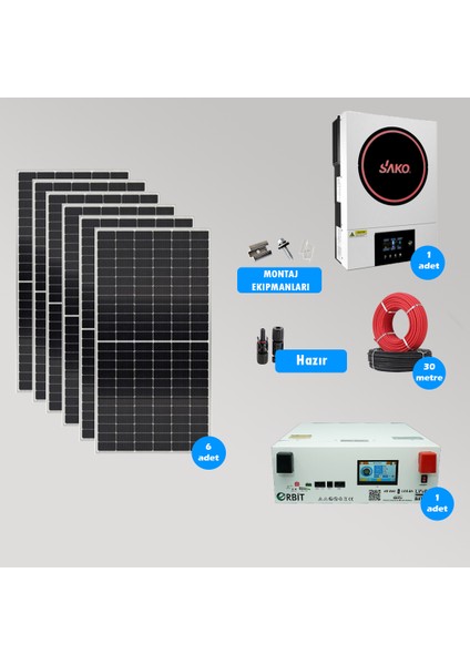 6.2 Kw Lityum Akülü Hazır Solar Paket Kolay Kurulum(Orta Paket)