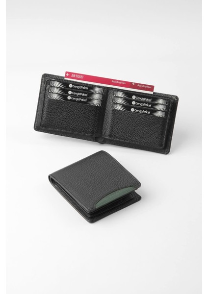 Hakiki Deri Erkek Cüzdan 27448-Siyah-Yeşil fırsatları