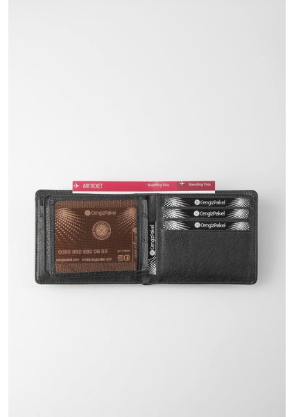 Hakiki Deri Erkek Cüzdan 27448-Siyah-Yeşil