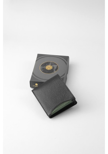 Hakiki Deri Erkek Cüzdan 27448-Siyah-Yeşil