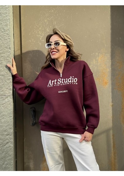 Art Studio Yarım Fermuarlı Sweatshirt modelleri