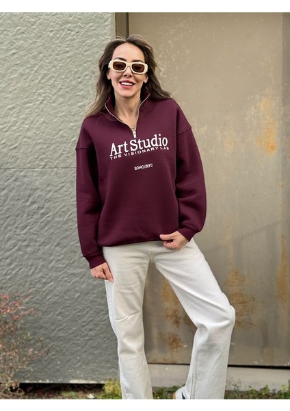 Art Studio Yarım Fermuarlı Sweatshirt fırsatları