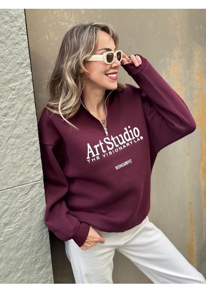 Art Studio Yarım Fermuarlı Sweatshirt indirimleri