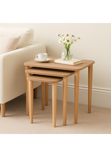 Yuvarlatılmış Kenarlı Zigon Sehpa, Meşe fırsatları