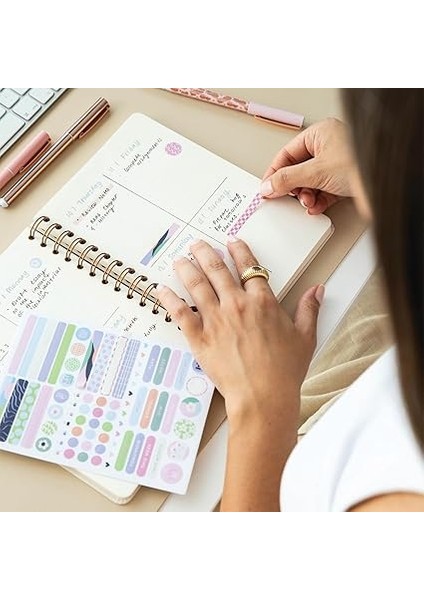 A5 Spiralli Sert Kapak Keten Noktalı Tarihsiz Not Defteri Krem fiyatları