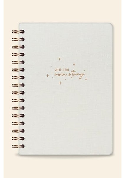 A5 Spiralli Sert Kapak Keten Noktalı Tarihsiz Not Defteri Krem indirimleri