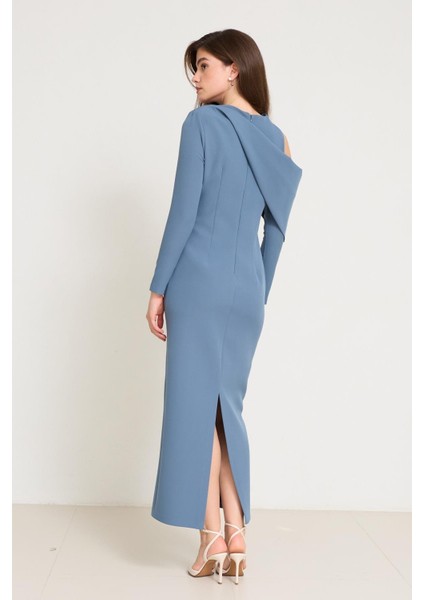 Kuvars Kol Detaylı Tam Kalıp Uzun Kollu Elbise indirimleri