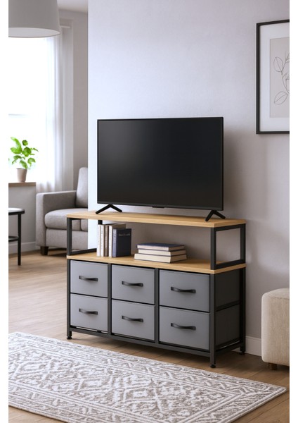 2 Raflı 6 Çekmeceli Tv Sehpası Deri Çekmeceli Tv Ünitesi Kitaplıklı Tv Sehpası fiyatları