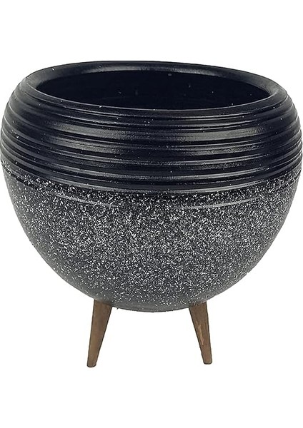 Ev Dekorasyon Siyah Granit Küp Saksı Saksılık Salon Çiçeklik Büyük Boy 3 Ayaklı modelleri