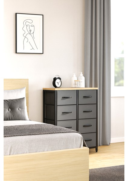 8 Çekmeceli Şifonyer Yatak Odası Organizer Deri Çekmeceli Çocuk Odası Düzenleyici