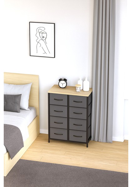 8 Çekmeceli Şifonyer Yatak Odası Organizer Deri Çekmeceli Çocuk Odası Düzenleyici modelleri