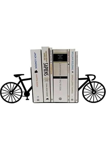 Dekoratif Bisiklet Desenli Metal Kitap Tutucu 2'li Paket modelleri