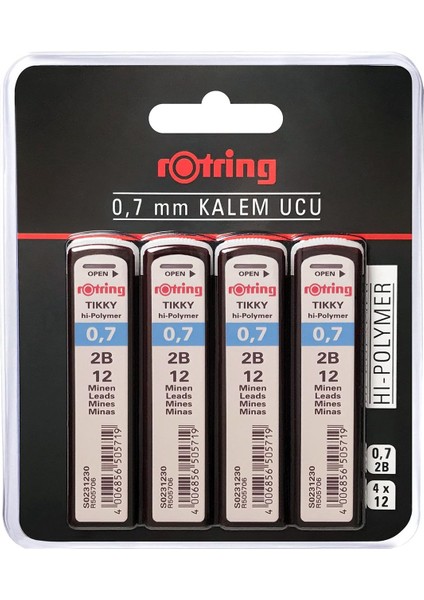 Hi-Polymer Mekanik Kurşun Ucu, 0,7mm, 2b, 4'lü Blister