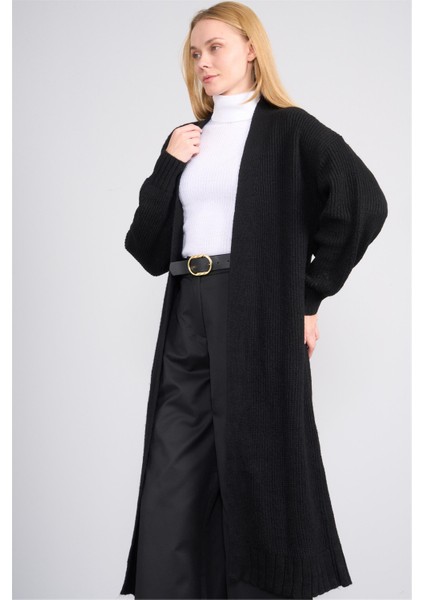 Çetinkaya Miya Mira Modest 2318 Kadın Şal Yaka Akrilik Triko Hırka Siyah