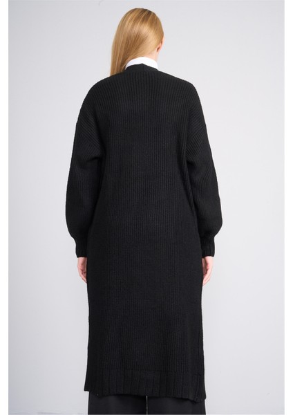 Çetinkaya Miya Mira Modest 2318 Kadın Şal Yaka Akrilik Triko Hırka Siyah