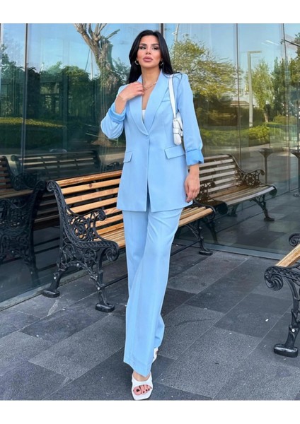 Kadın Tek Düğmeli Ceket Palazzo Pantolon Takım fiyatları