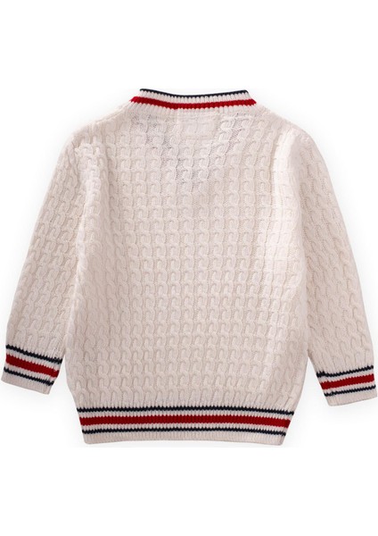 Saç Örgü V Yaka Kazak 2-9 Yaş Ekru fiyatları