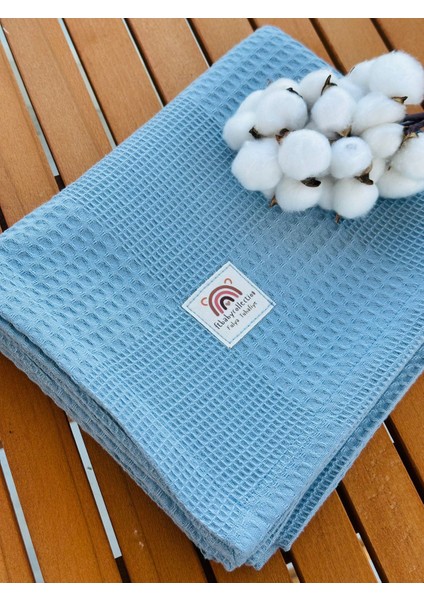 Ftbabycollection %100 Pamuk Waffle Pike Bebek Battaniyesi 90X100 CM – Indigo indirimleri
