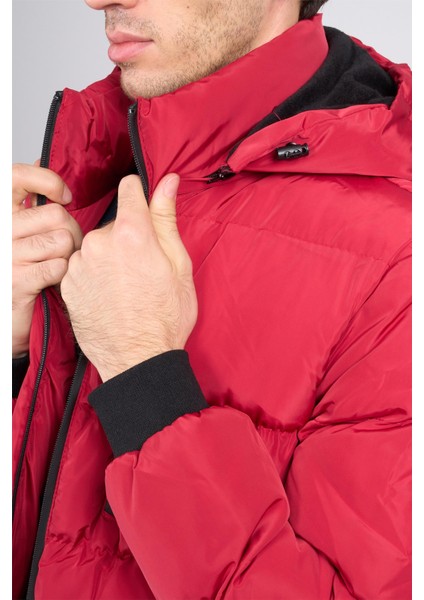 FM-500 Kırmızı Erkek Kapüşonlu Icı Kurklu Sısme Mont modelleri