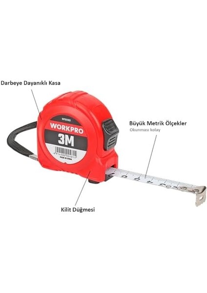 WP261002 3MX16MM Beyaz Çelik Şerit Metre fiyatları