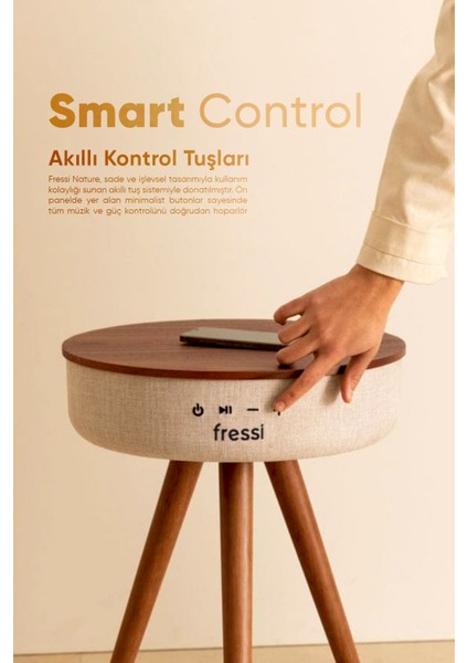 Bluetooth Hoparlör Hızlı Şarj Destekli Ahşap Ayaklı Kablolu Sehpa Speaker FR-SH2502 Nature fırsatları