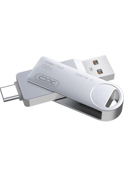 Xo Is Beauty DK03 Type-C Otg USB Bellek, Yüksek Hızlı Okuma/yazma, USB 3.0 ve Type-C, Metal Alaşım, Döner Tasarım, Anti-X-Ray, Anti Manyetik, Sıcaklığa Dayanıklı, Gümüş (256, Gb)