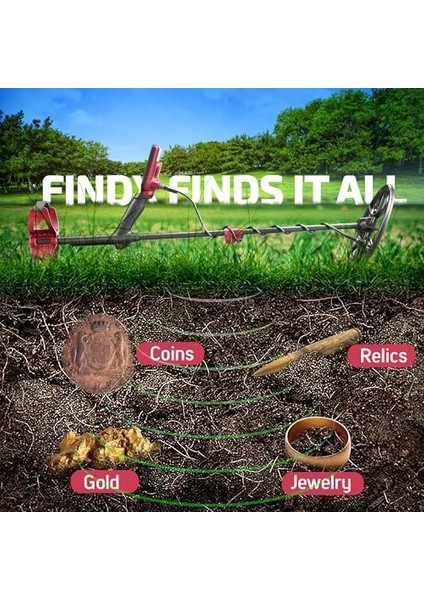 Fındx Pro Yetişkinler Için Metal, Için Profesyonel Tamamen Su Geçirmez Metal, Pinpoint, USB Şarj Edilebilir, Arkadan Aydınlatmalı LCD (Kulaklıklı Komple Kit, Taşıma modelleri