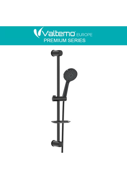 | Valtemo Siyah Fonksiyonlu Sürgülü Duş Seti - Kireç Tutmayan Tpe Başlık - 5 Yıl Garantili