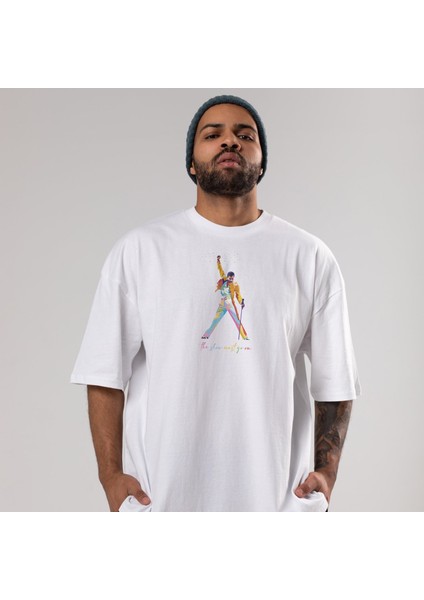 Freddie Mercury Oversize Tişört - Beyaz fiyatları