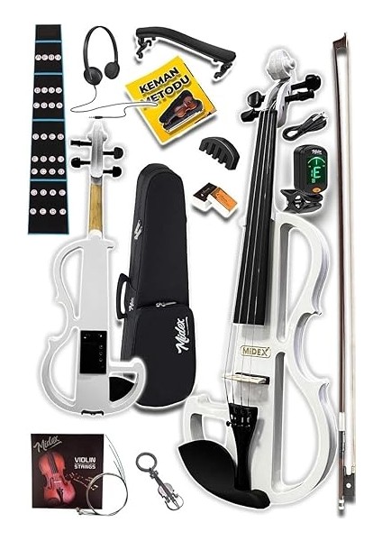 RCZ-606W Elektro Keman Seti Beyaz (Kulaklık Kablo Metod Tuner Yastık) fiyatları