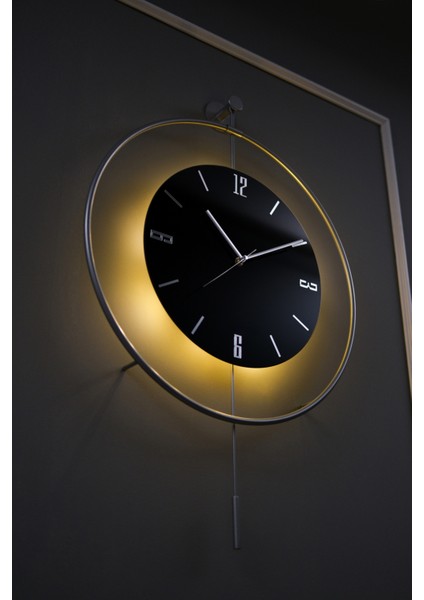 5'li Gümüş Siyah Kristal Elegante Set - Büyük Boy (50X75CM) - Modern Duvar Saati modelleri