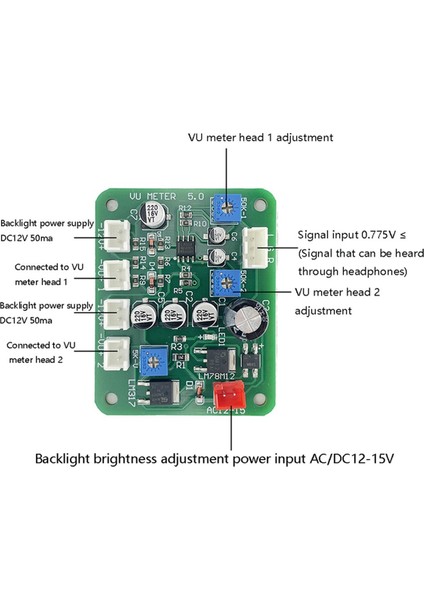 Vu Seviye Ses Seter Stereo Amplifikatör Kart+2pcs Vu Metre 9-12V Dc Stereo Amplifikatör Kartı Seviye Göstergesi (Yurt Dışından) modelleri