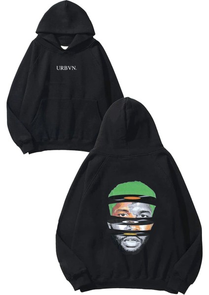Frank Ocean Tasarım Baskılı Oversize Siyah Kapüşonlu Sweatshirt