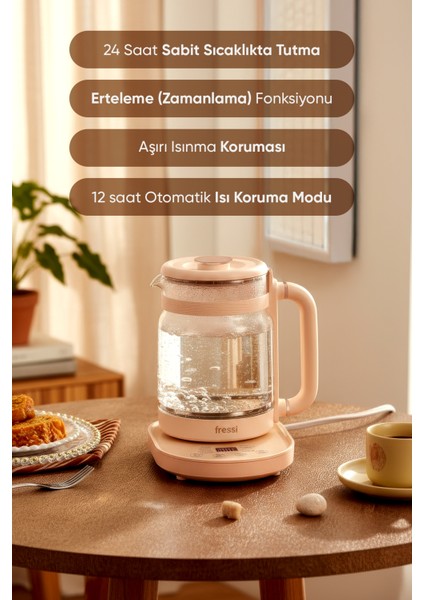 FR-KT04 1,6l 800W Dijital Göstergeli Elektrikli Cam Su Isıtıcısı Kettle Bitki Çayı Makinesi fiyatları
