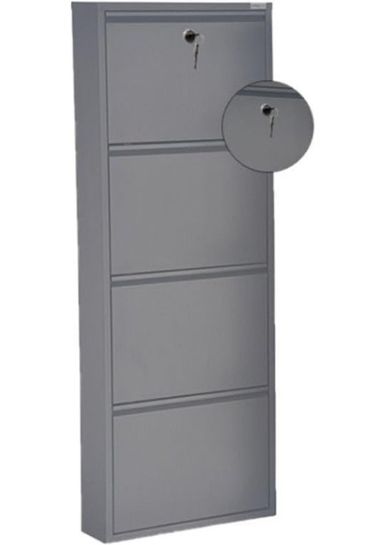 Antrasit Kilitli Metal Ayakkabılık Mac4-4 Kapaklı - 50X15X136 H fırsatları
