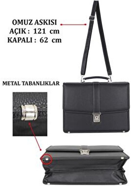 Evrak Omuz ve El Çantası Kilit Mekanizmalı A4 Kağıt Uyumlu Omuz Askılı