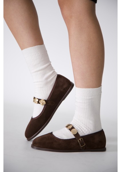 Kemer Detaylı Kadın Babet Kahve