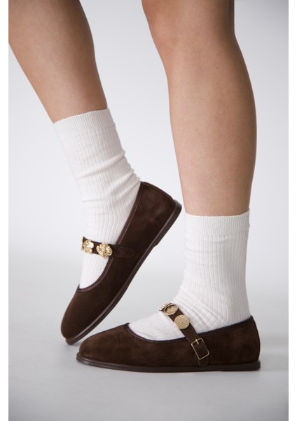 Kemer Detaylı Kadın Babet Kahve