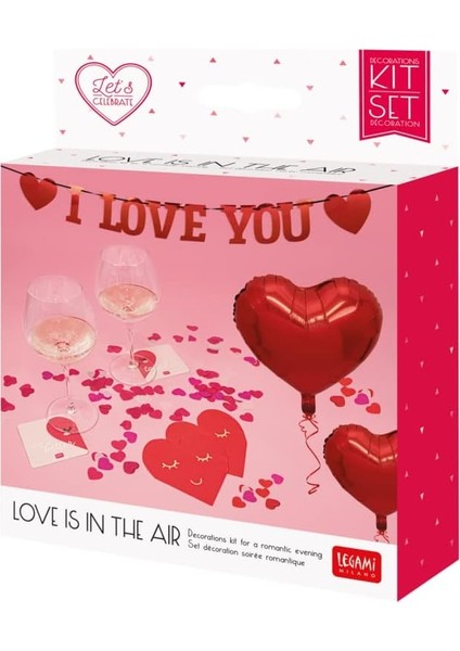 - Romantik Dekorasyon, Kağıt Çelenkler, 2 Adet Kalp Şeklinde Altlık, 5 Balon, 2 Kağıt Peçete, Iki Renkli Kağıt Konfeti
