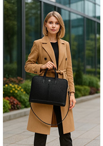 Siyah MacBook Air Pro 13-13.3 Inç Laptop ve Evrak Çantası