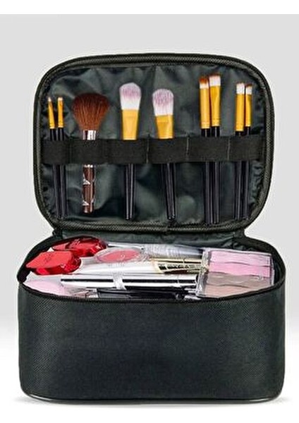 Makyaj Çantası Seyahat Bakım Çantası Jüt Şeffaf Bölmeli - 2 Bölmeli Fonksiyonlu Kozmetik Organizer fırsatları