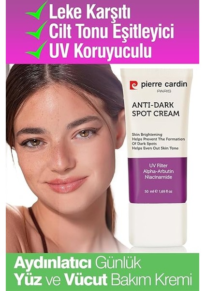 Cardin Leke Karşıtı ve Cilt Tonu Eşitleyici, Uv Koruyuculu, Aydınlatıcı Günlük Bakım Kremi Yüz ve Vücut 50 ml fiyatları