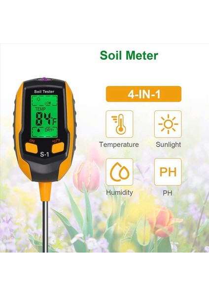 2x Toprak Ph Metre 4&#39 Ü 1 Ara Test Cihazı Nemi Ph/sıcaklık/ışık ile Dijital Bitki Nem Ölçer (Yurt Dışından) fırsatları