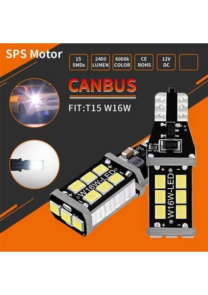 8pcs Araba Yedek Işıkları Için Parlak Beyaz Kanbus LED Ampul 912 921 T15 W16W (Yurt Dışından)