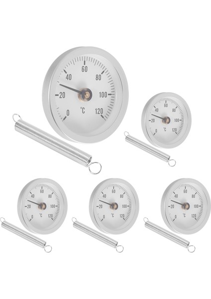 63MM Boru Klipsli Termometre Sıcaklık Yuvarlak Plaka Göstergesi Yaylı Aralık 0-120 ℃ Alüminyum Kılıf 5 Pcs Set (Yurt Dışından) fiyatları