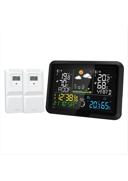 Bir Ila Iki Hava Durumu Saati Kapalı ve Dış Mekan Termometresi ve Higometre Kablosuz Çok Fonksiyonlu Hava Istasyonu Ab Fişi (Yurt Dışından)
